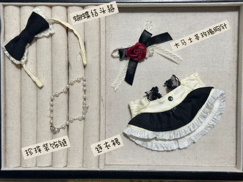 Zsiga BJD 1/8 Elegant Outfit: Butterfly Knot, Rose Brooch & Pearl Chain – Premium Doll Dress - Image 4