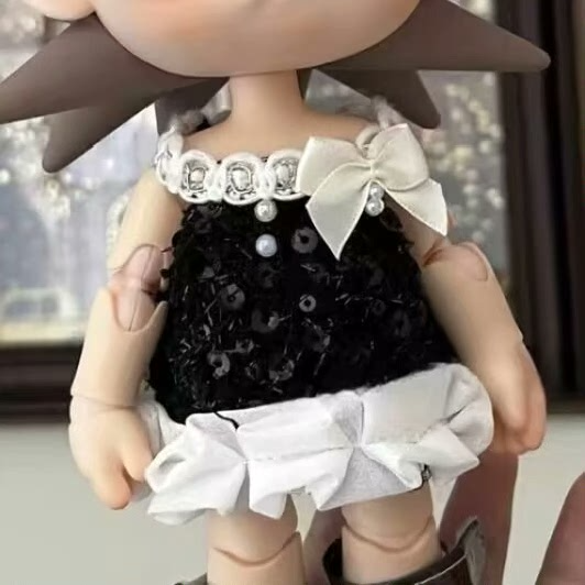 Zsiga BJD 1/8 Elegant Outfit: Black & White Sequined Doll Clothes for Dynamic Posing - Image 5