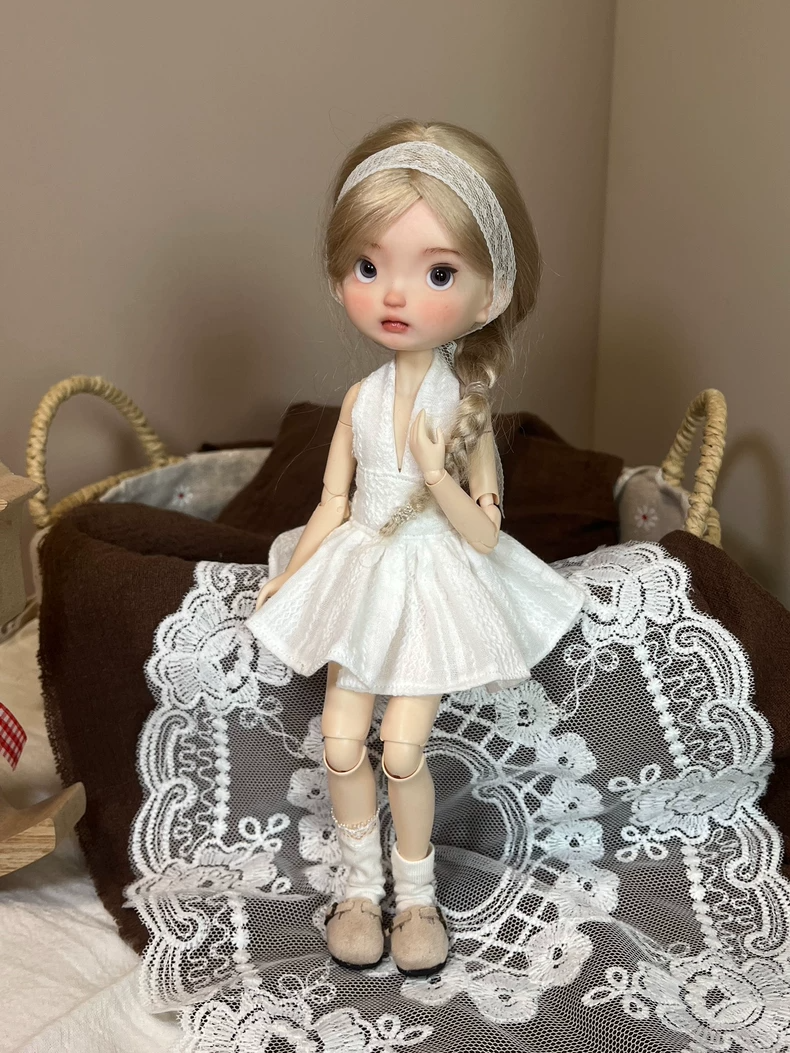 Blythe Doll White Lace Dress Ensemble OB22 OB24 Size Collector Premium Outfit with Headband & Bow Options - Image 2