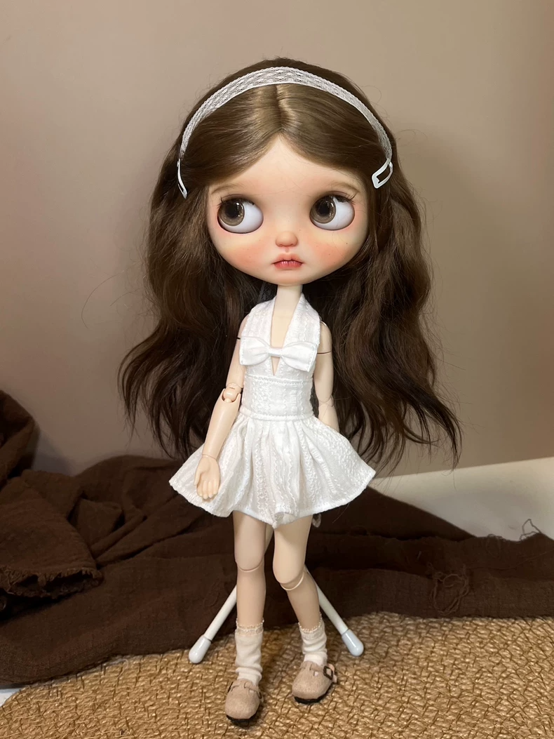 Blythe Doll White Lace Dress Ensemble OB22 OB24 Size Collector Premium Outfit with Headband & Bow Options - Image 3