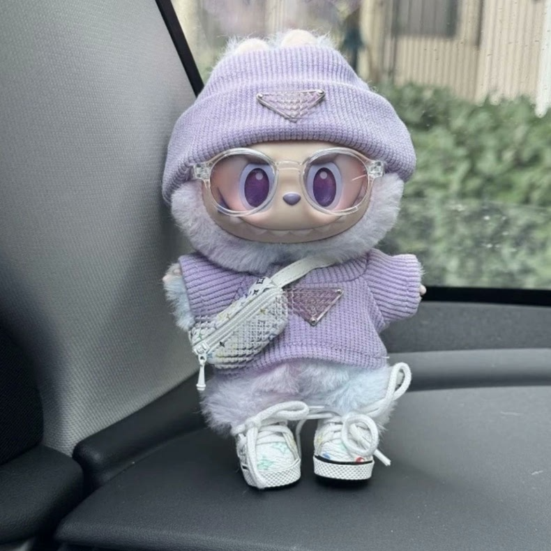 Charming LABUBU Doll Outfit: Purple Hat, Cozy Sweater & Stylish Accessories - Image 2