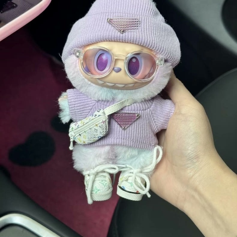 Charming LABUBU Doll Outfit: Purple Hat, Cozy Sweater & Stylish Accessories - Image 4