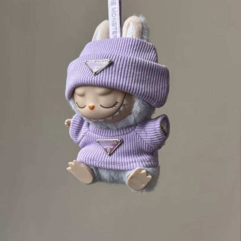 Charming LABUBU Doll Outfit: Purple Hat, Cozy Sweater & Stylish Accessories - Image 5