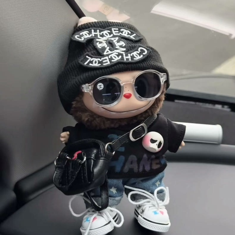 Stylish LABUBU Doll Outfit – Urban Cool Hat, Sunglasses & Casual Set for 15-17cm Dolls - Image 1