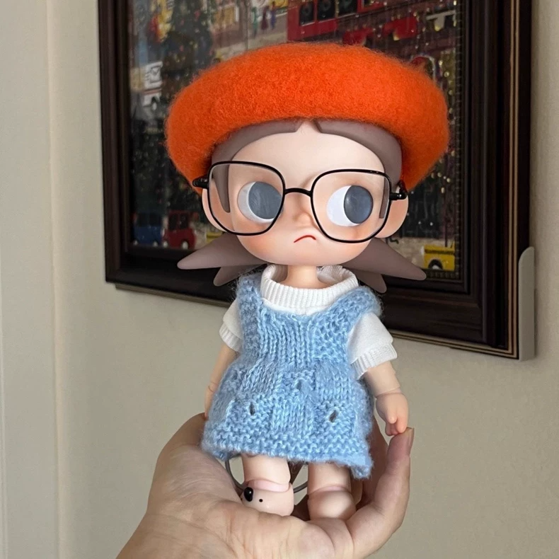Zsiga BJD 1/8 Doll Outfit - Blue & Orange Thematic Ensemble with Glasses, Hat, Top & Skirt for Collectors - Image 2