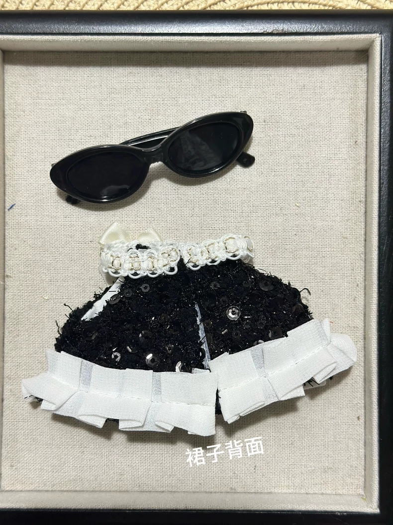 Chic Zsiga BJD 1/8 Outfit: Black & White Elegance with Sequins, Lace & Detachable Bow - Image 5