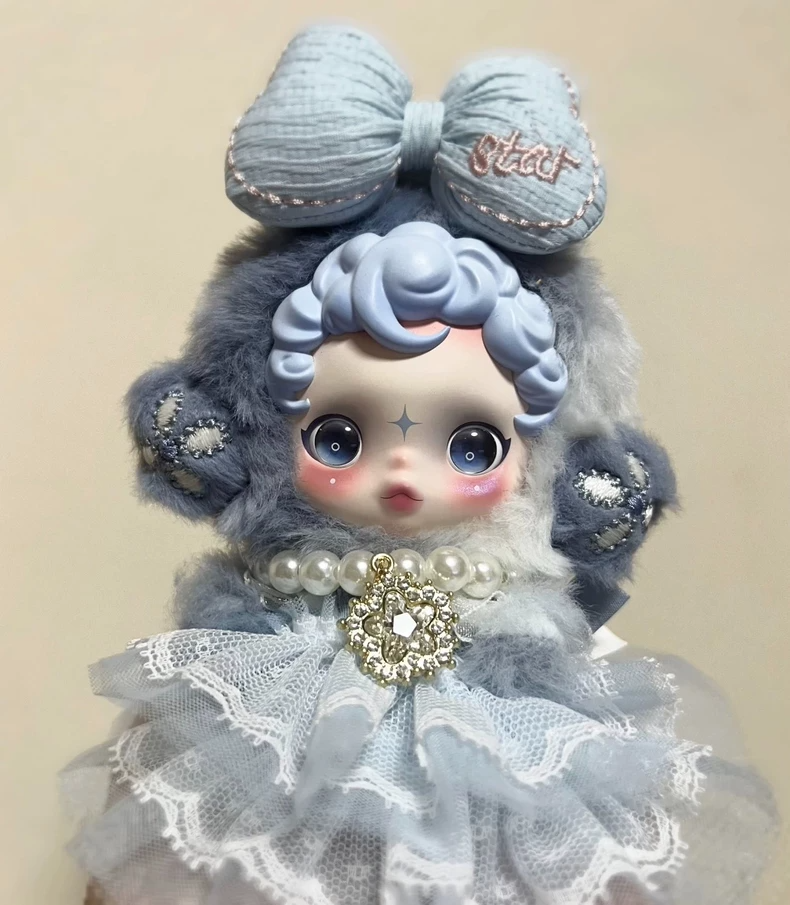 Whimsical Winter Wonderland Doll Ensemble – Elegant Blue Dress & Sparkling Necklace for Collectors - Image 2