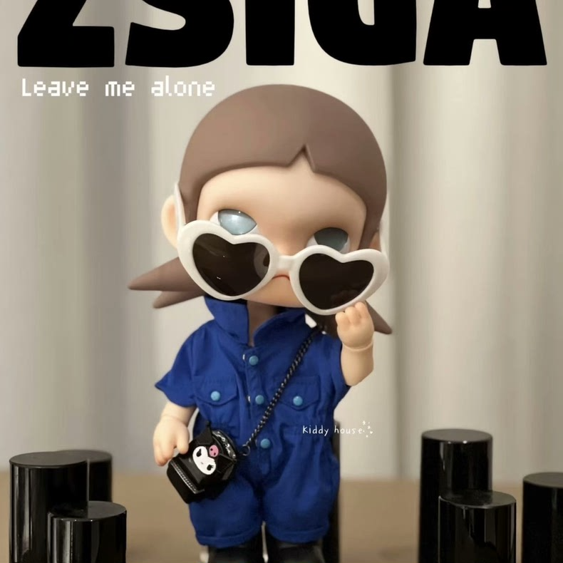 Zsiga BJD 1/8 Blue Jumpsuit Outfit w/ Heart Sunglasses & Chain - Premium Doll Fashion - Image 2
