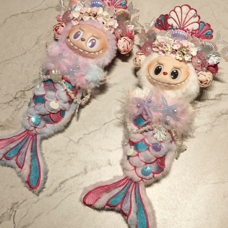 Enchanted Mermaid Labubu Doll Outfit – Handcrafted, Whimsical & Poseable Plush Set - Image 1