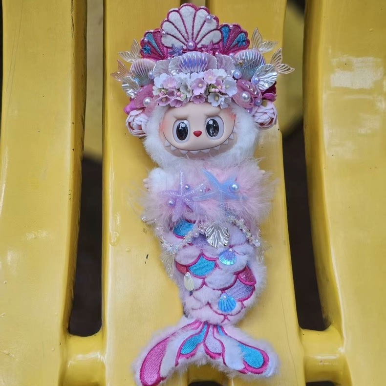 Enchanted Mermaid Labubu Doll Outfit – Handcrafted, Whimsical & Poseable Plush Set - Image 2