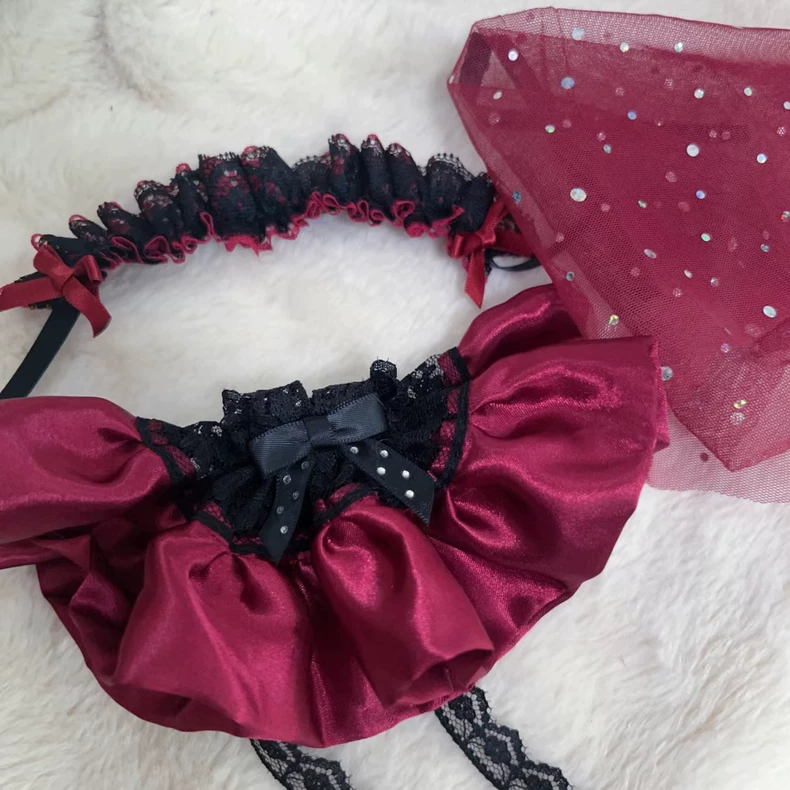 Luxury Skullpanda Burgundy Satin & Lace Outfit - Elegant Doll Fashion for Collectors - Image 5