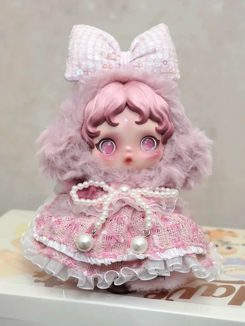 Elegant Pink Lace Skullpanda Doll Outfit – Sparkling & Adjustable Collector’s Dream - Image 1