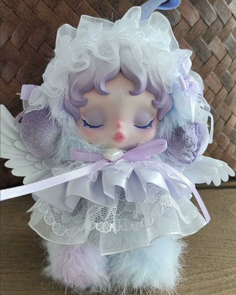 Exquisite Skullpanda Winter Symphony Outfit – Angelic Lace Dress with Wings, Pastel Collectible Fashion - Image 5
