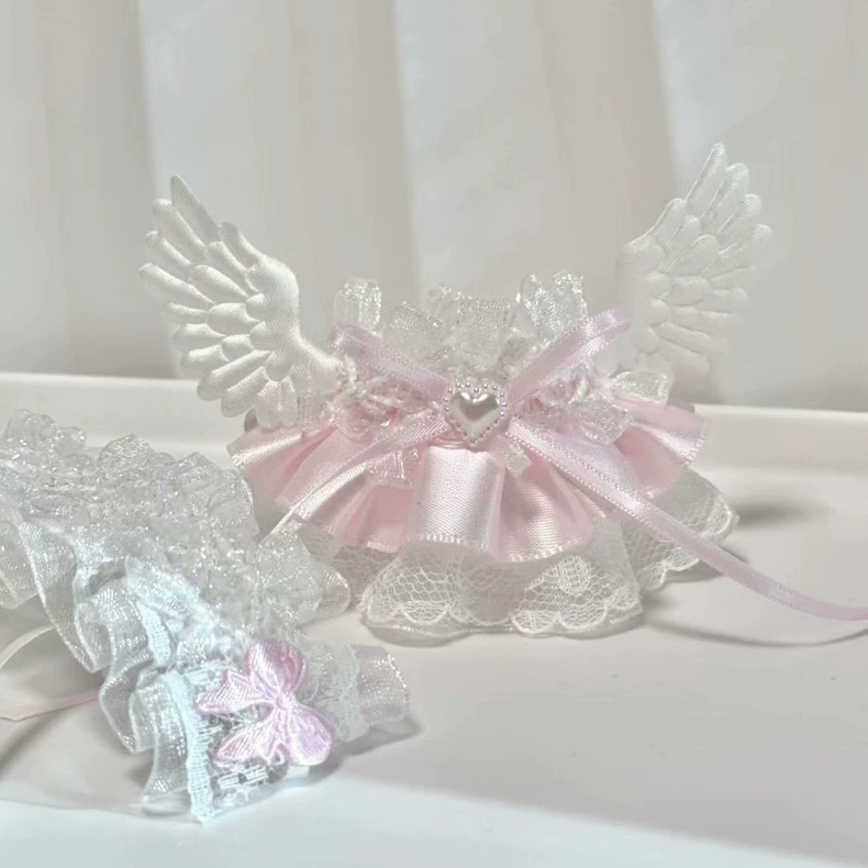 Exquisite Skullpanda Winter Symphony Outfit – Angelic Lace Dress with Wings, Pastel Collectible Fashion - Image 8