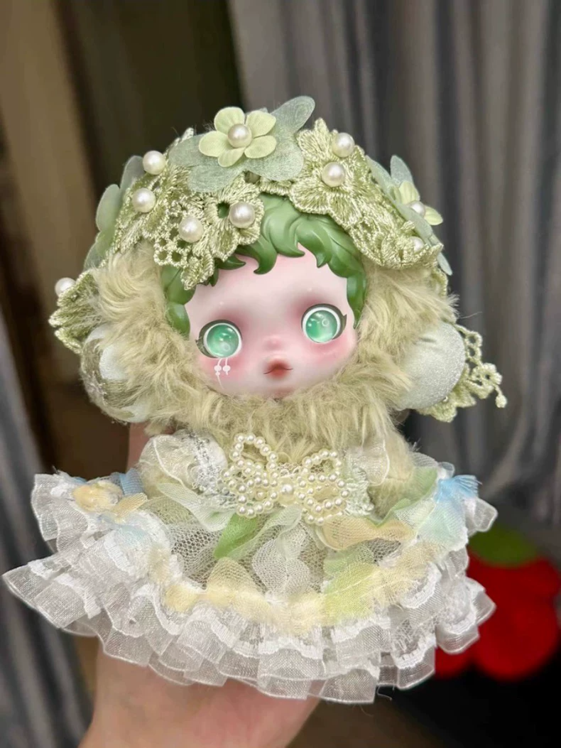 Whimsical Winter Skullpanda Dress – Elegant Lace & Pearl Embellished Outfit for Collectors - Image 1