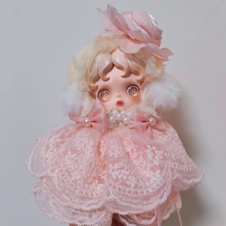Elegant Skullpanda Doll Outfit: Lace & Pearl Fantasy Dress for Collectors - Image 2