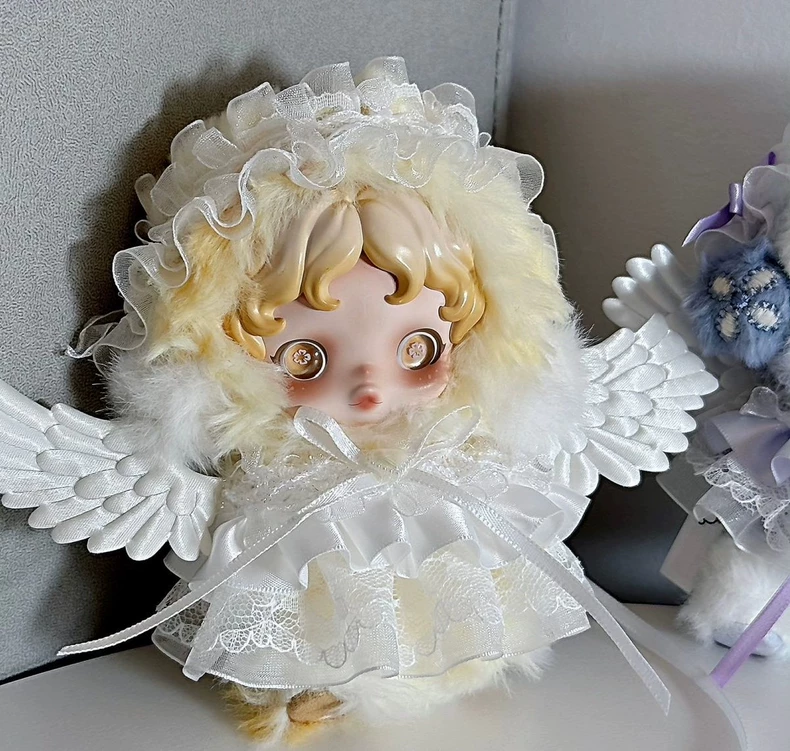 Whimsical Angelic Lace Outfit for Skullpanda – Plush Wings & Detachable Crown - Image 4