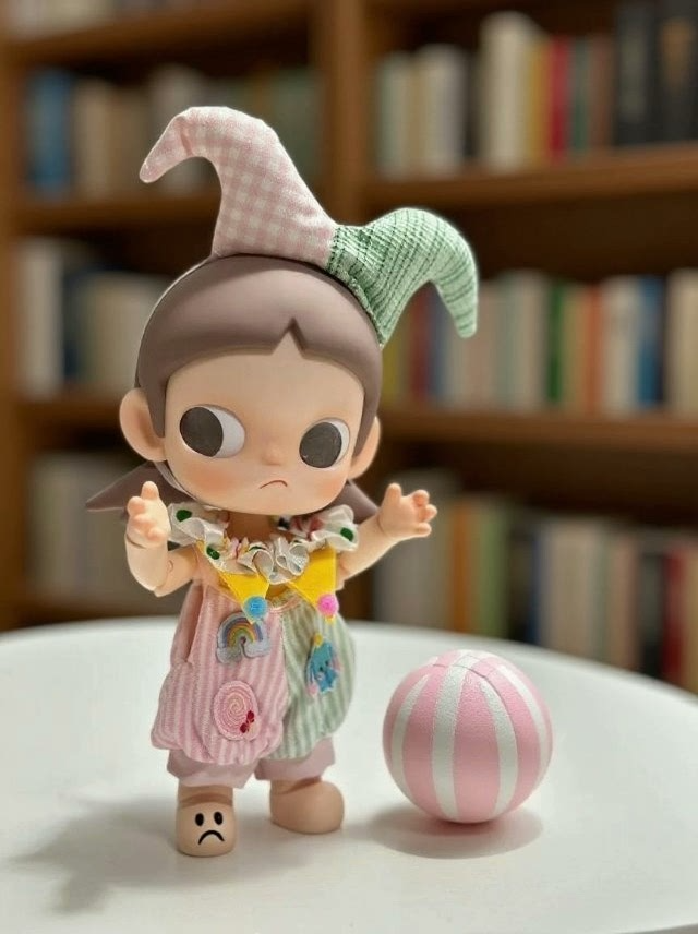 Whimsical Circus BJD Outfit - 1/8 Doll Clothes Set with Hat & Skirt, Vibrant Cotton-Polyester Ensemble for Collectors & Play - Image 3