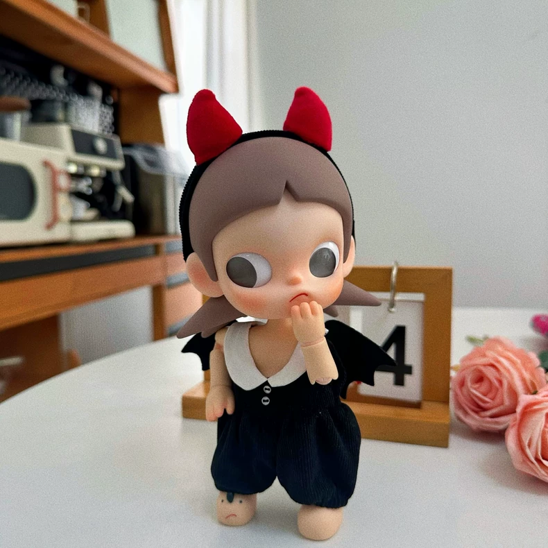 Zsiga BJD 1/8 Devil Outfit - Black Jumpsuit with Red Horns & Wings for Stylish Doll Collectors - Image 4