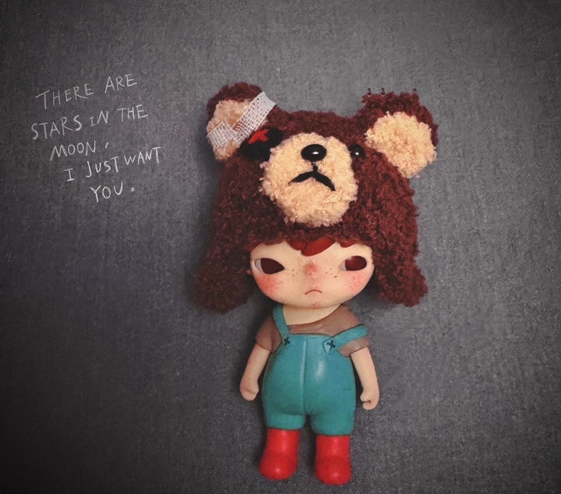 Handmade Skullpanda Bear Outfit Collectible – Knit Detail, Vibrant & Durable Miniature Figure - Image 1