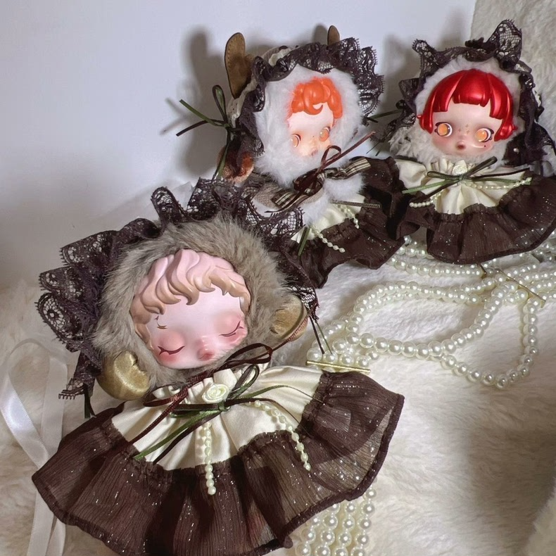 Whimsical Skullpanda Elegance Outfit – Lace & Plush Fantasy Doll Clothes for Collectors - Image 1
