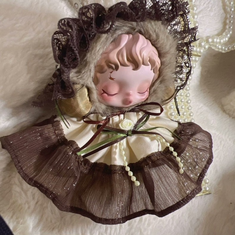 Whimsical Skullpanda Elegance Outfit – Lace & Plush Fantasy Doll Clothes for Collectors - Image 4