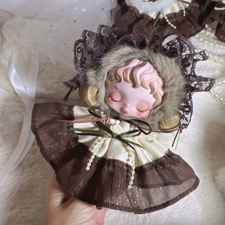 Whimsical Skullpanda Elegance Outfit – Lace & Plush Fantasy Doll Clothes for Collectors - Image 5