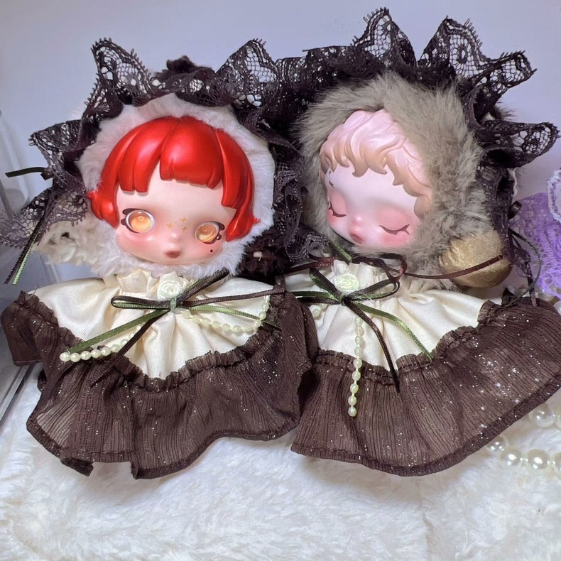 Whimsical Skullpanda Elegance Outfit – Lace & Plush Fantasy Doll Clothes for Collectors - Image 7