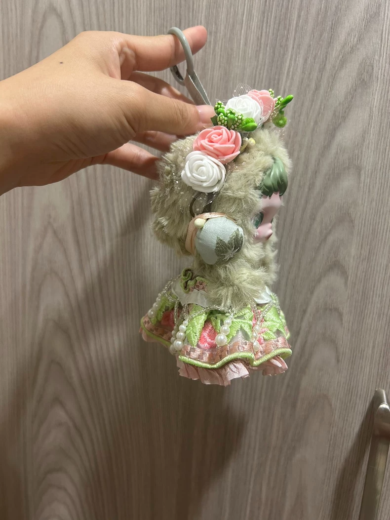 Whimsical Skullpanda Floral Outfit – Pastel Elegance with Detachable Flower Crown & Pearl Details - Image 4