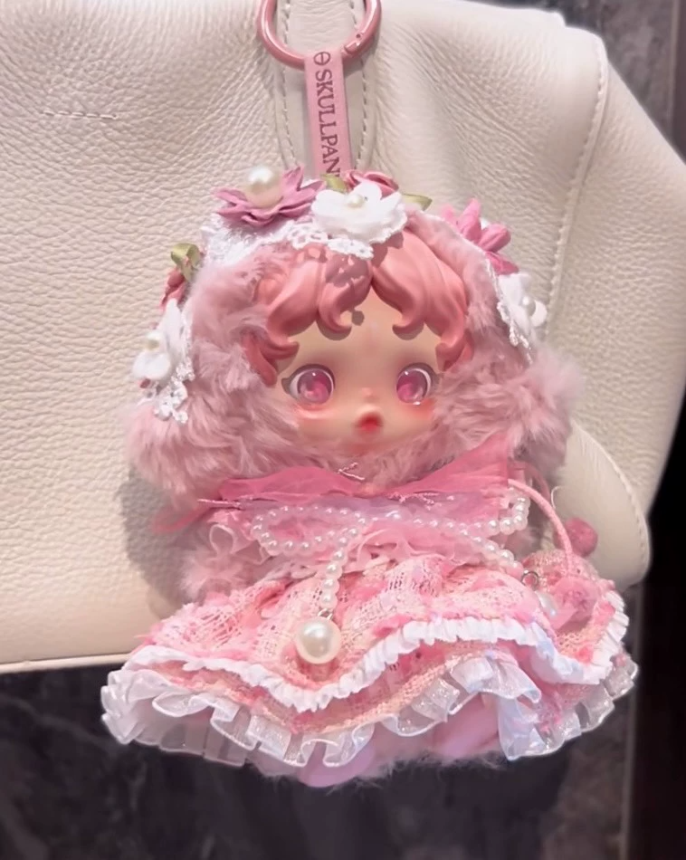 Whimsical Garden Skullpanda Outfit – Lace & Pearl-Embellished Pink Dress for Collectors - Image 1