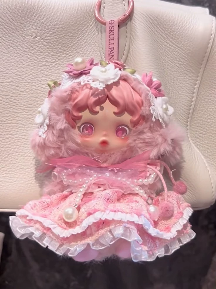Whimsical Garden Skullpanda Outfit – Lace & Pearl-Embellished Pink Dress for Collectors - Image 2