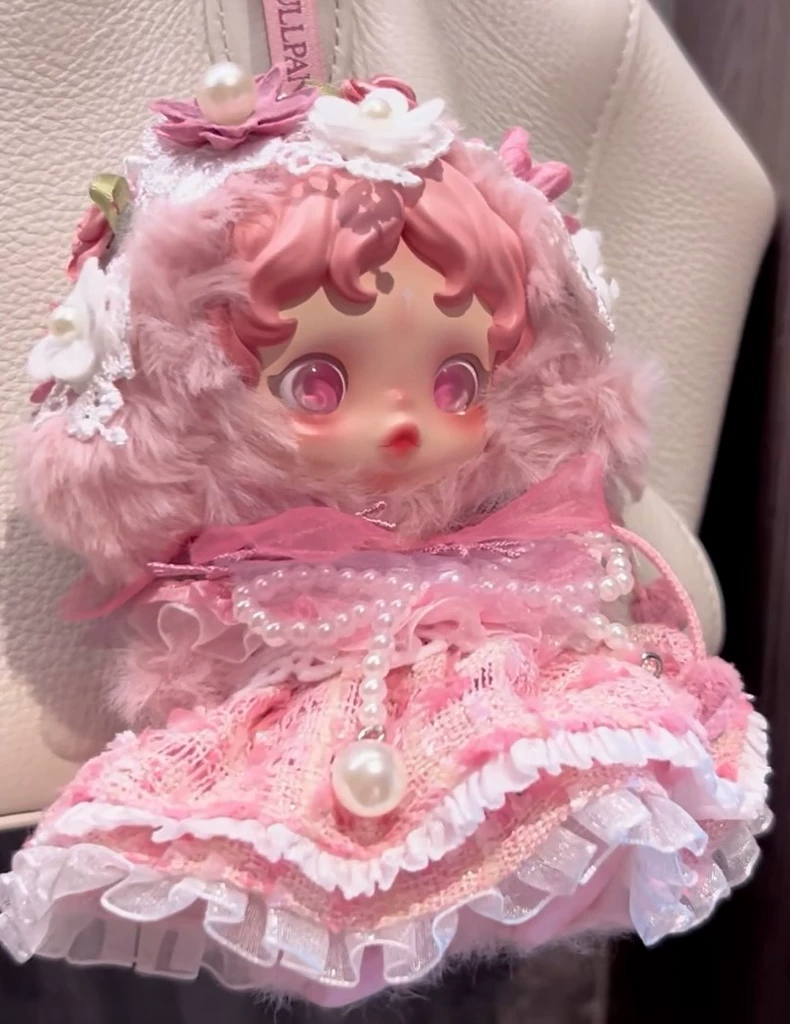 Whimsical Garden Skullpanda Outfit – Lace & Pearl-Embellished Pink Dress for Collectors - Image 3