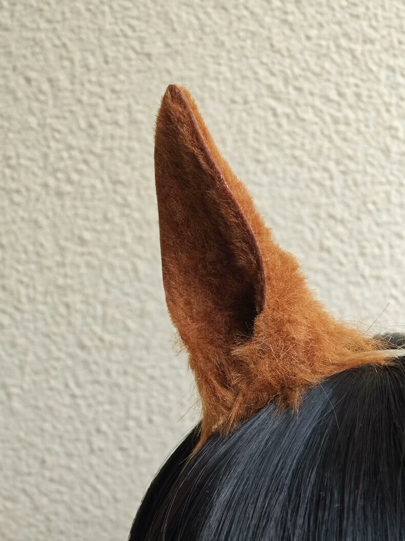 Handmade Plush Horse Ears Headband – Soft Faux Fur - Image 1
