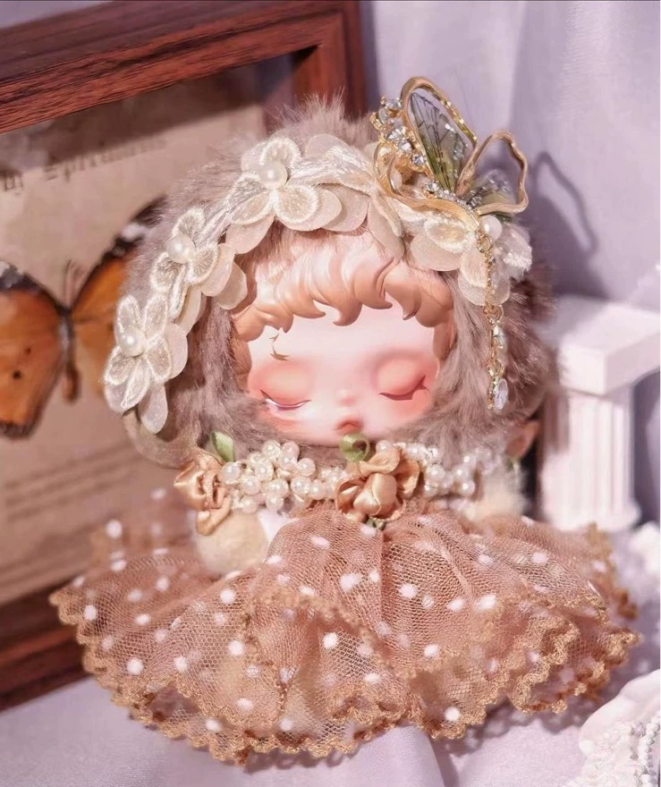 Whimsical Fairy Tale Doll Outfit – Elegant Tulle & Satin Tea Party Ensemble with Gold Accents - Image 1
