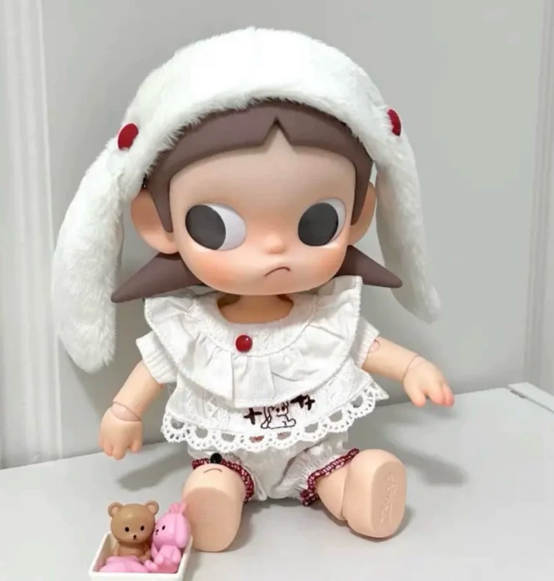 Zsiga BJD 1/8 Doll Outfit - White Lace Dress & Bunny Hat Set for Collectors, Elegant & Whimsical - Image 1