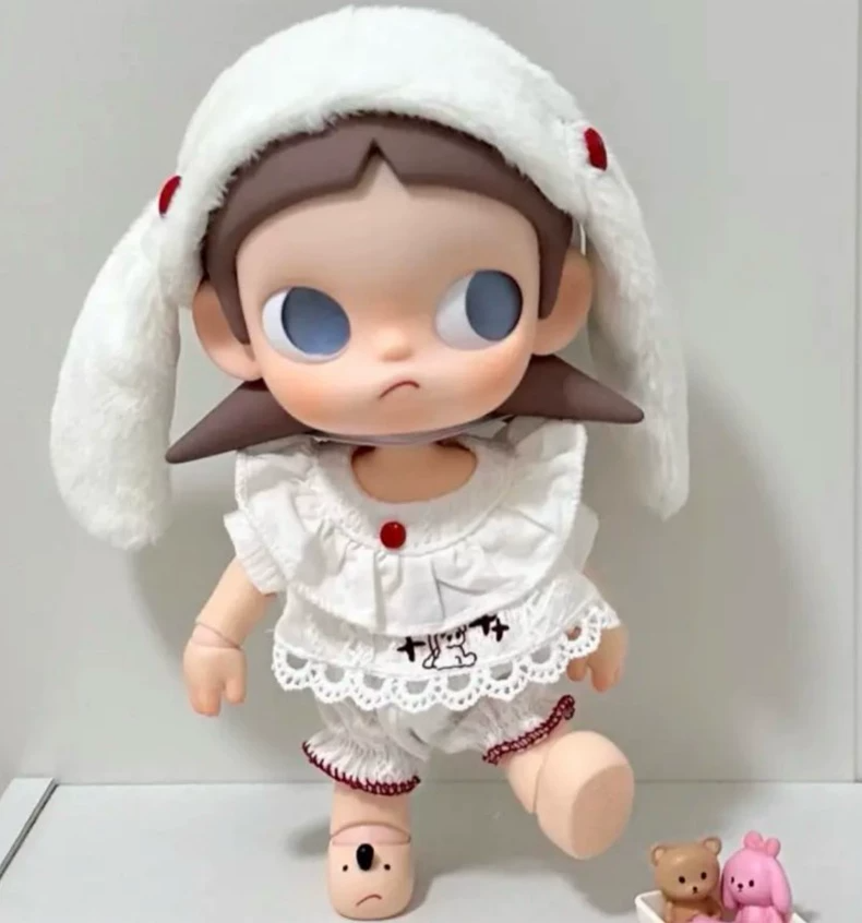 Zsiga BJD 1/8 Doll Outfit - White Lace Dress & Bunny Hat Set for Collectors, Elegant & Whimsical - Image 2