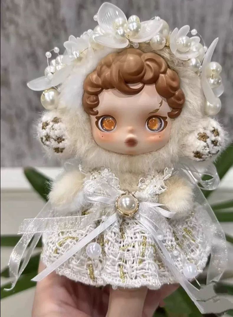 Enchanted Floral Pearl Doll Outfit – Elegant Lace & Gold Accents for Collectors - Image 1