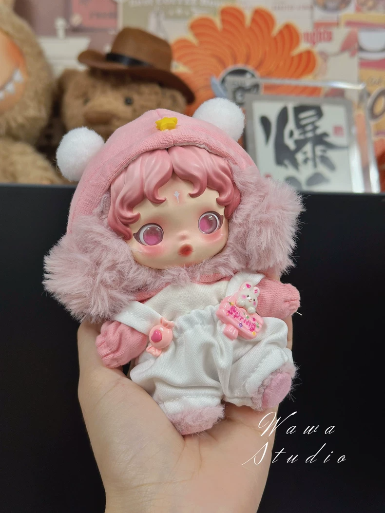 Adorable Skullpanda Doll Outfit – Plush Pastel Pink Hat & Matching Set for Collectors - Image 1