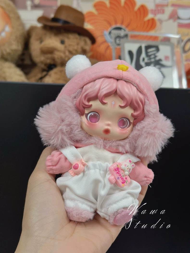 Adorable Skullpanda Doll Outfit – Plush Pastel Pink Hat & Matching Set for Collectors - Image 2