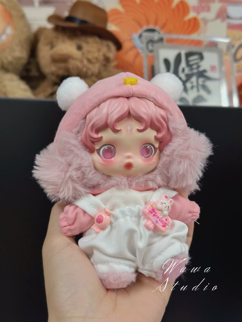 Adorable Skullpanda Doll Outfit – Plush Pastel Pink Hat & Matching Set for Collectors - Image 3