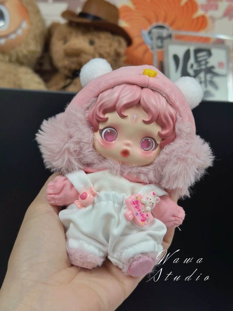 Adorable Skullpanda Doll Outfit – Plush Pastel Pink Hat & Matching Set for Collectors - Image 5