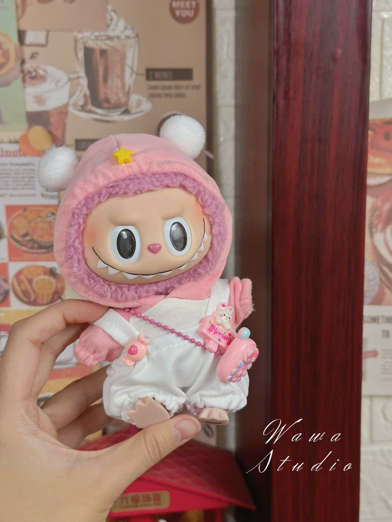 Adorable Skullpanda Doll Outfit – Plush Pastel Pink Hat & Matching Set for Collectors - Image 6