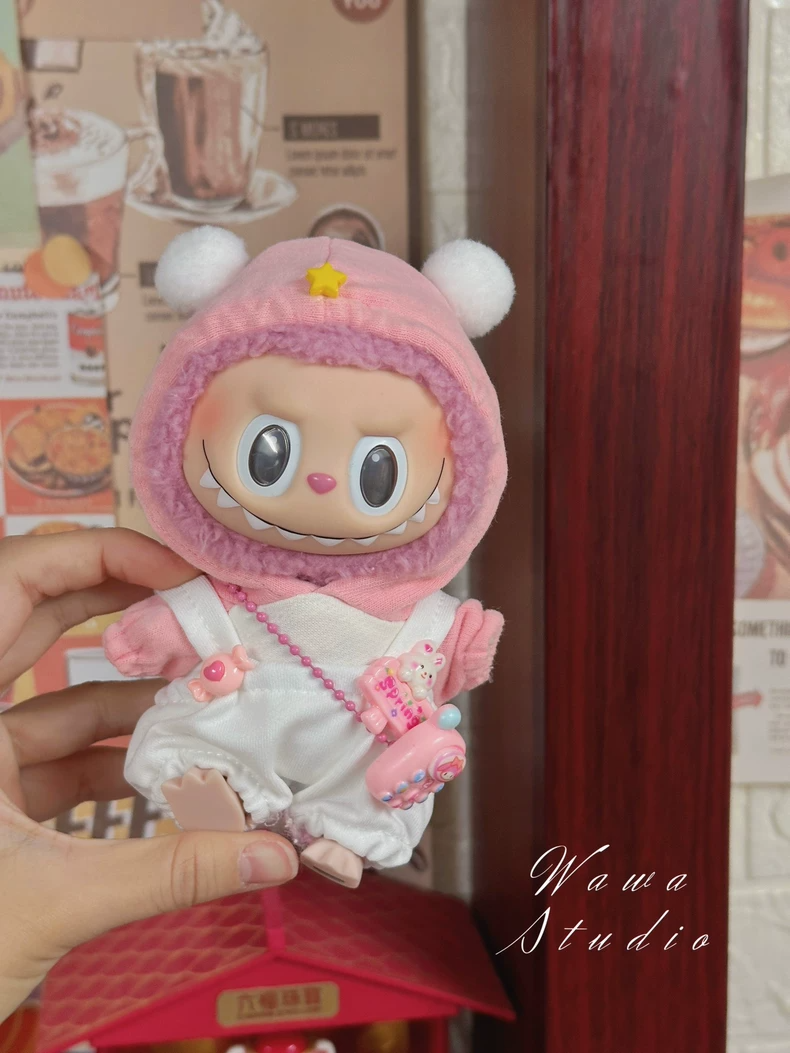 Adorable Skullpanda Doll Outfit – Plush Pastel Pink Hat & Matching Set for Collectors - Image 7