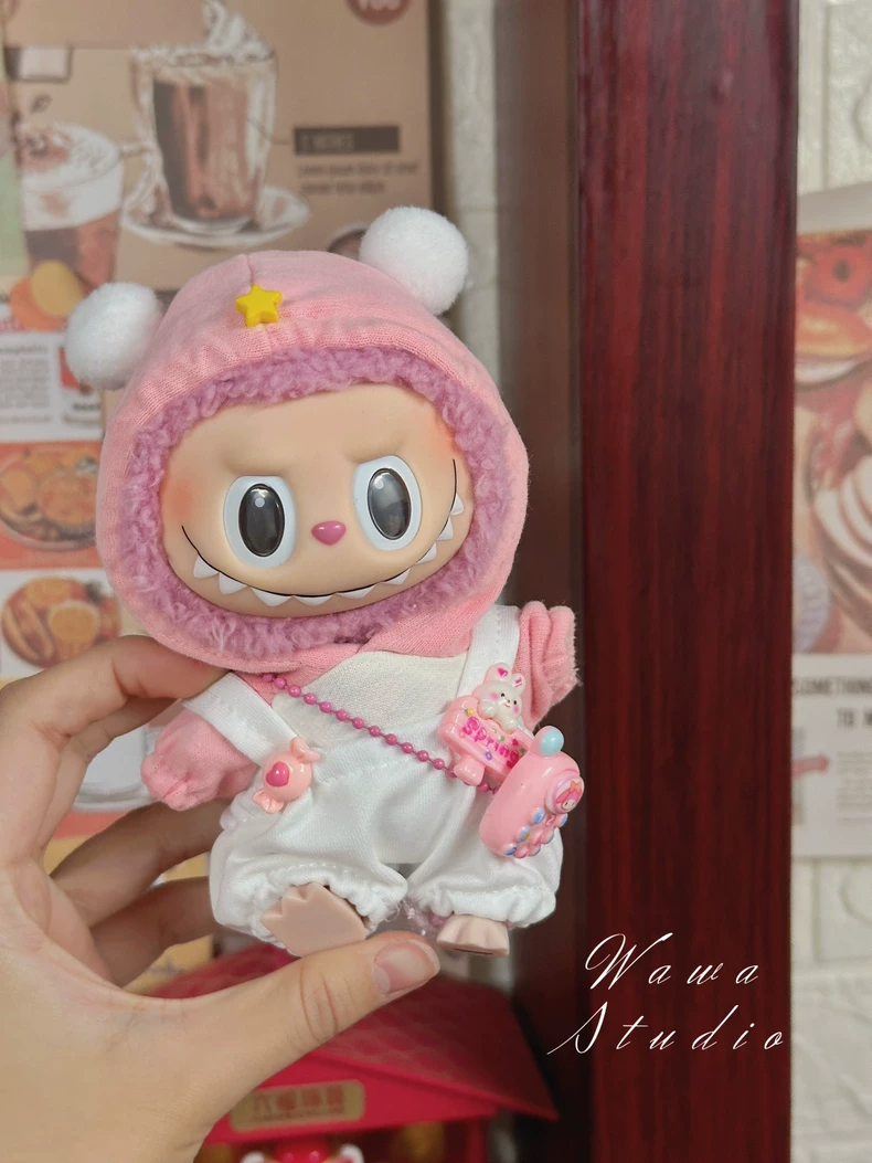 Adorable Skullpanda Doll Outfit – Plush Pastel Pink Hat & Matching Set for Collectors - Image 8