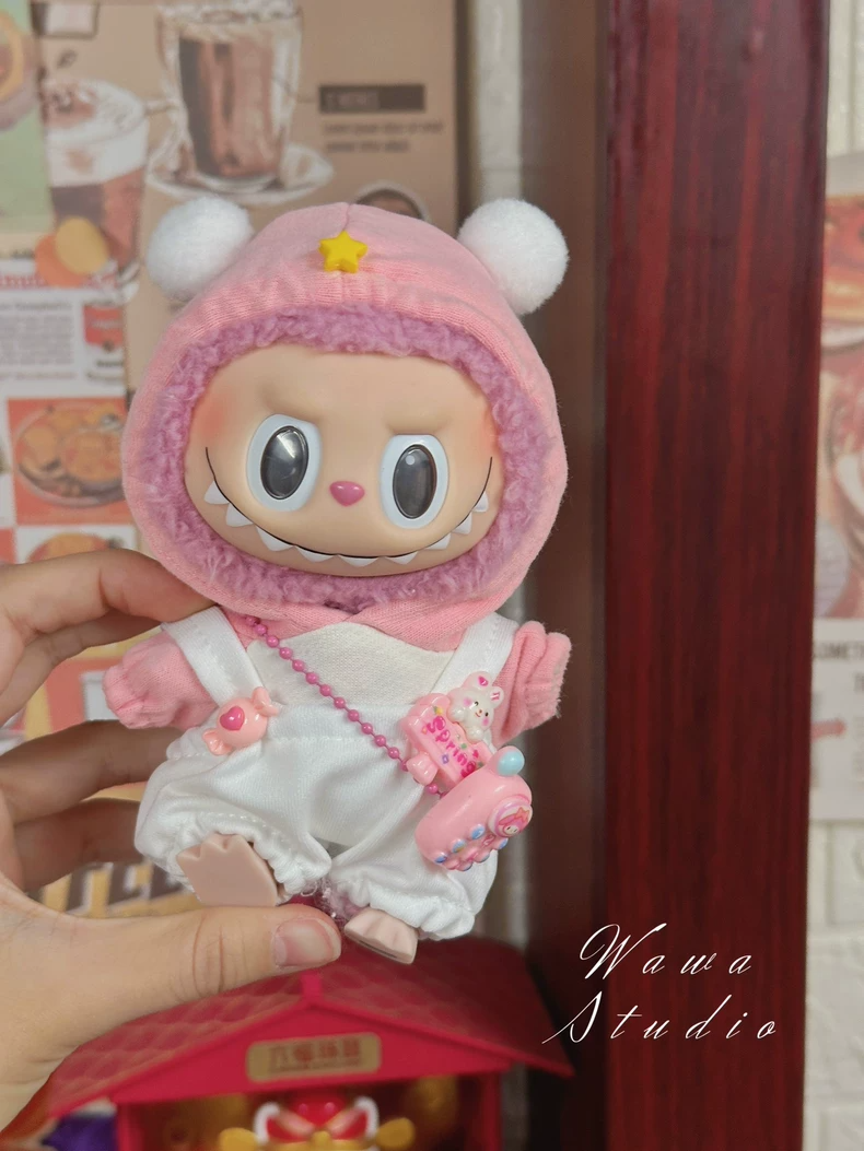 Adorable Skullpanda Doll Outfit – Plush Pastel Pink Hat & Matching Set for Collectors - Image 9