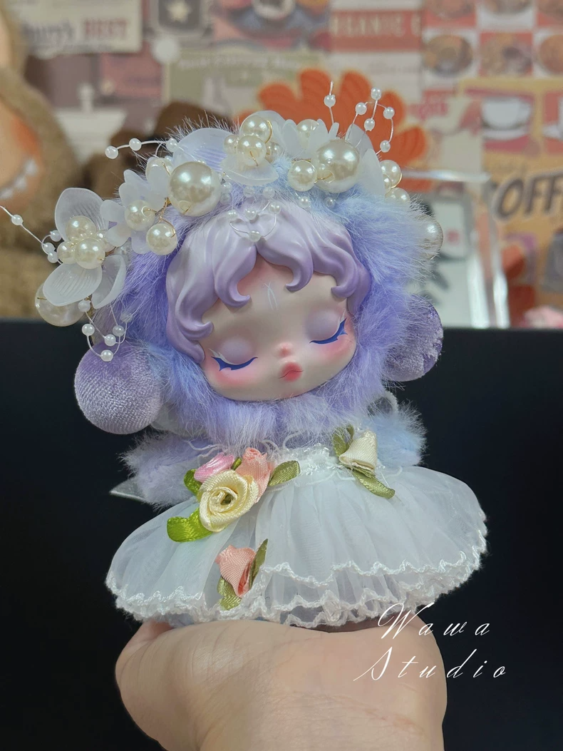 Enchanted Fairy-Tale Doll Outfit for Skullpanda – Floral Tulle Skirt & Faux Fur Hood - Image 5
