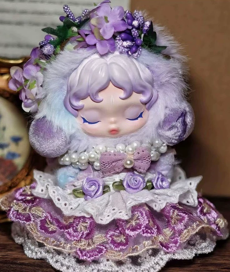 Enchanting Floral Purple Skull Panda Outfit – Luxury Lace & Pearl-Adorned Ensemble for Roleplay & Fashion - Image 1