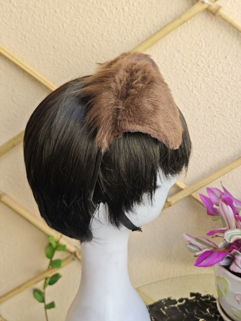 Handmade Plush Dog Ears Hair Clip – Beagle Brown Faux Fur - Image 4