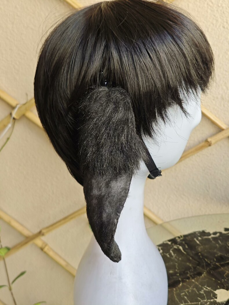 Handmade Black & White Gradient Lop Rabbit Ears - Image 4