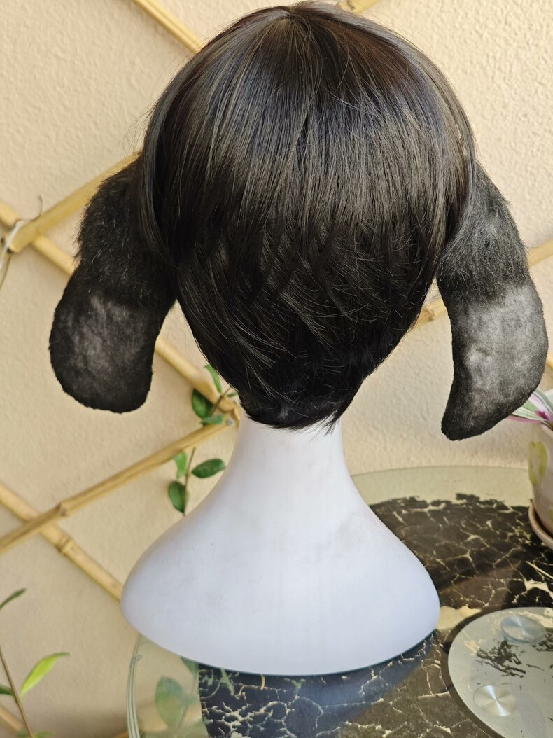 Handmade Black & White Gradient Lop Rabbit Ears - Image 5